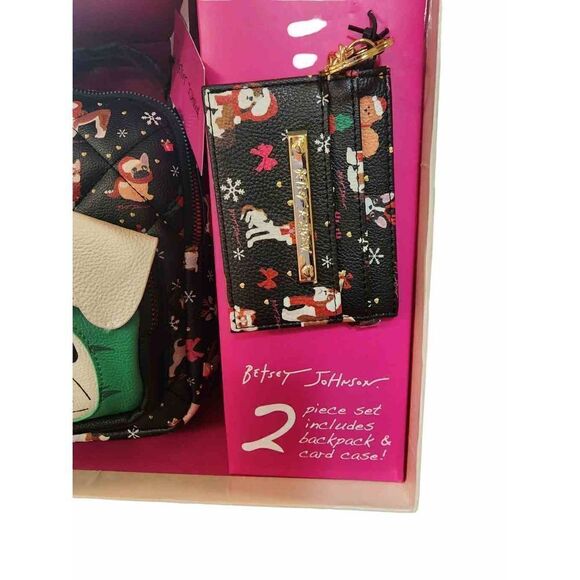 Betsey Johnson Christmas dog backpack and card case